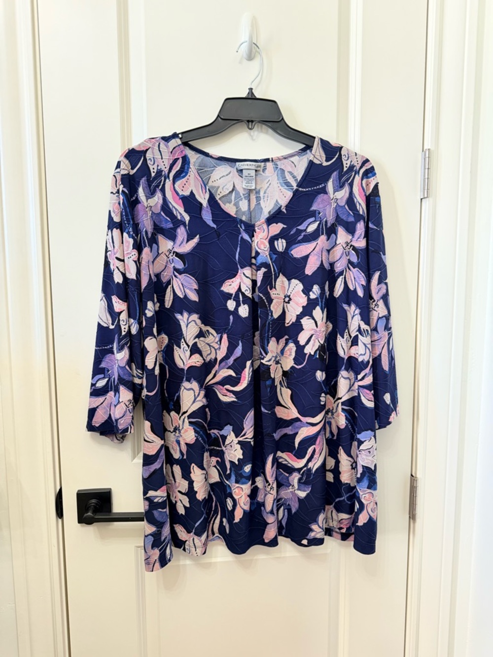 Catherines Navy Floral Button-Front Tunic